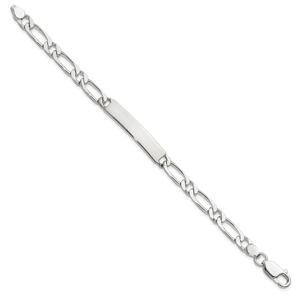 8 Inch Sterling Silver Polished Engravable Figaro Link Id Bracelet