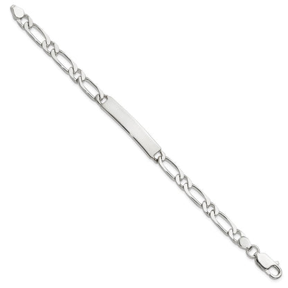 8 Inch Sterling Silver Polished Engravable Figaro Link Id Bracelet