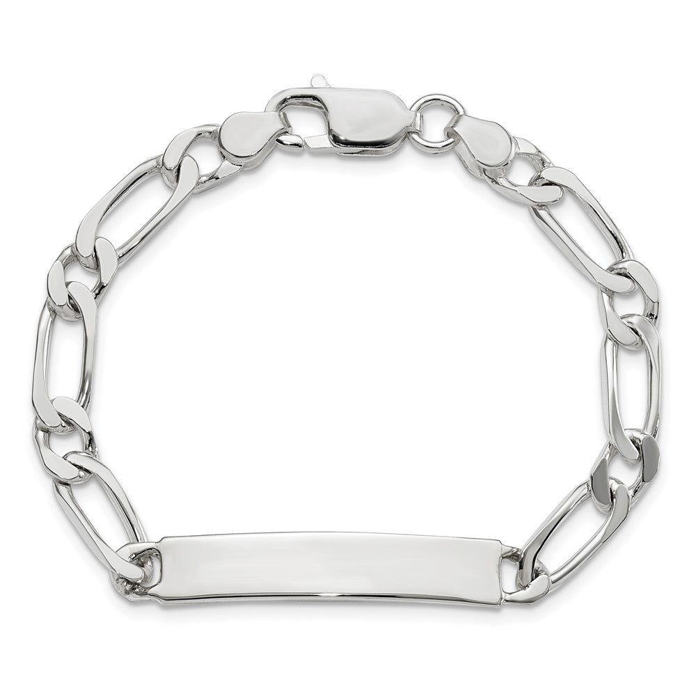 8 Inch Sterling Silver Polished Engravable Figaro Link Id Bracelet