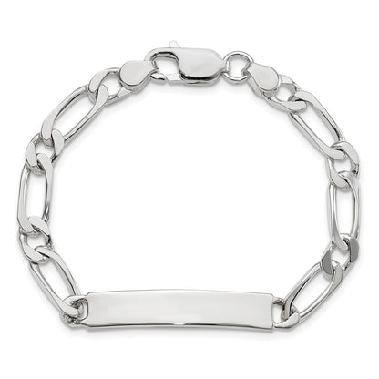 8 Inch Sterling Silver Polished Engravable Figaro Link Id Bracelet