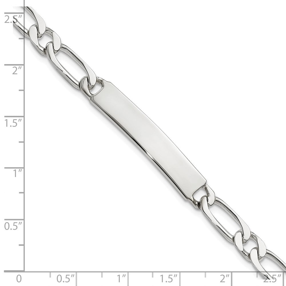 8 Inch Sterling Silver Polished Engravable Figaro Link Id Bracelet