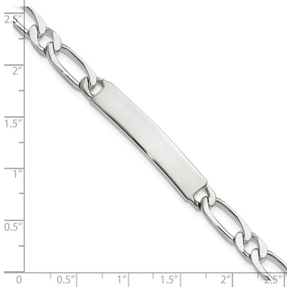 8 Inch Sterling Silver Polished Engravable Figaro Link Id Bracelet
