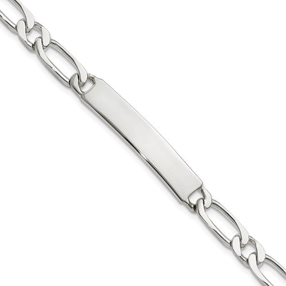 8 Inch Sterling Silver Polished Engravable Figaro Link Id Bracelet