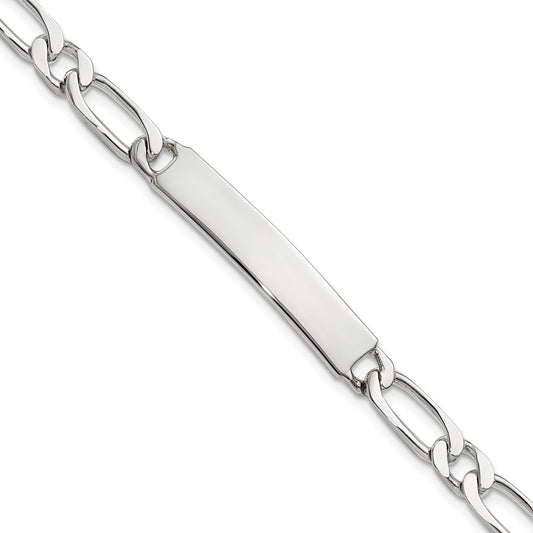 8 Inch Sterling Silver Polished Engravable Figaro Link Id Bracelet