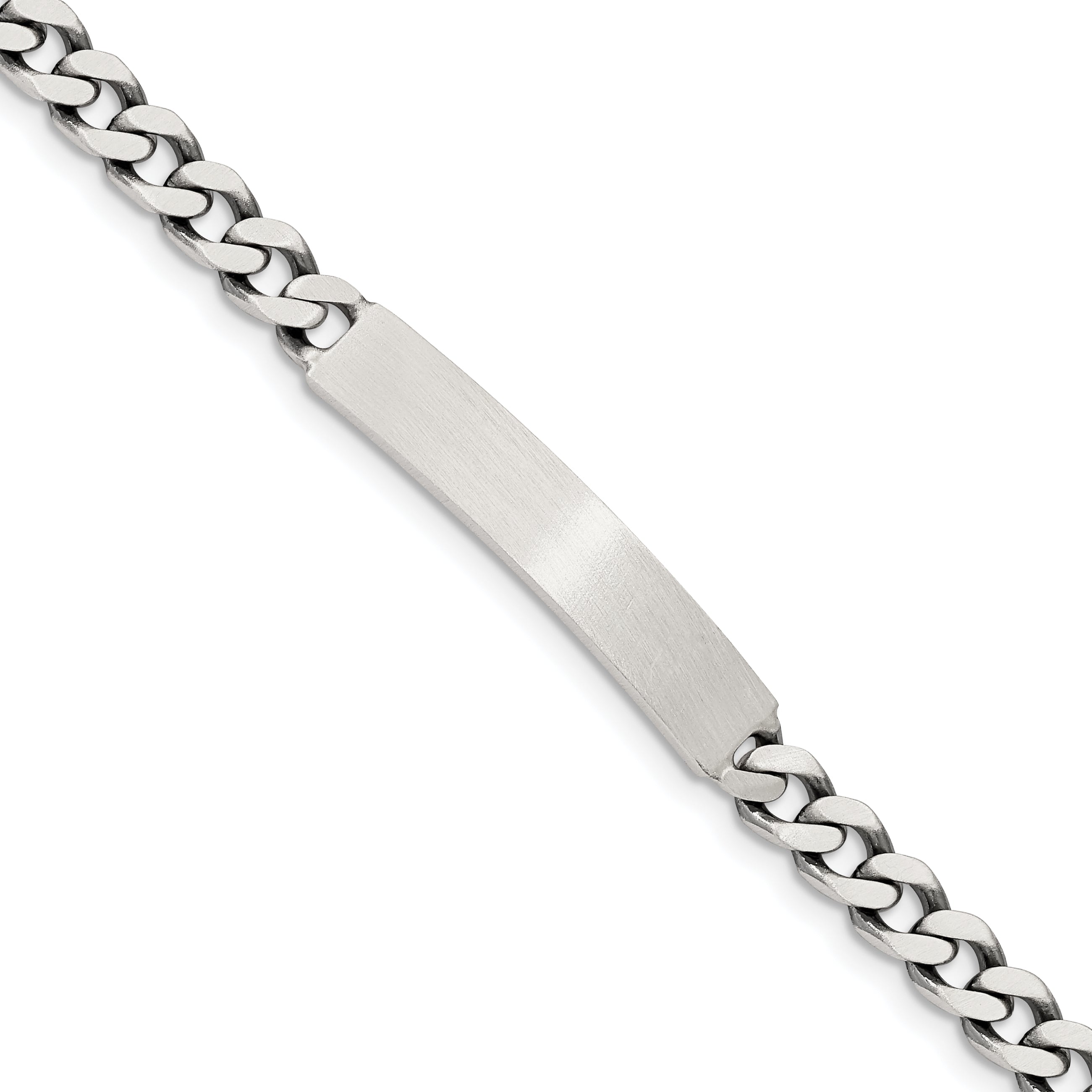7 Inch Sterling Silver 7Inch Engraveable Antiqued Curb Link Id Bracelet