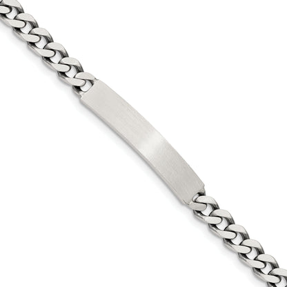 7 Inch Sterling Silver 7Inch Engraveable Antiqued Curb Link Id Bracelet