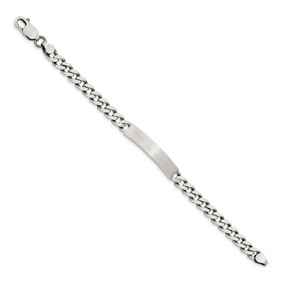 7 Inch Sterling Silver 7Inch Engraveable Antiqued Curb Link Id Bracelet