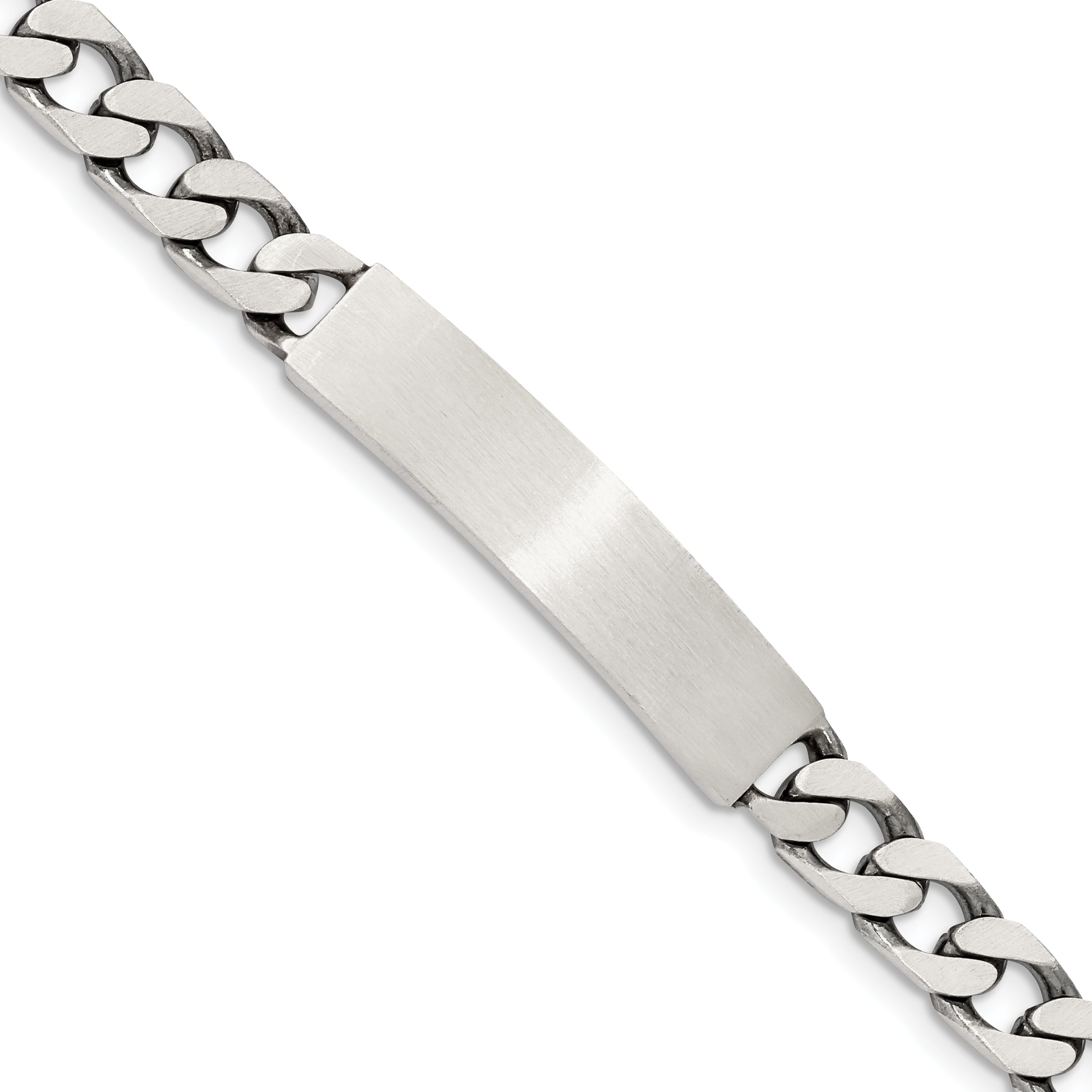 7 Inch Sterling Silver 7Inch Engraveable Antiqued Curb Link Id Bracelet