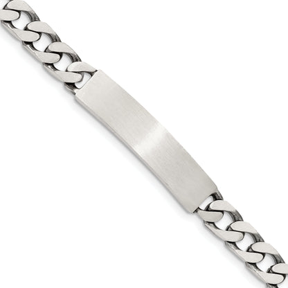 8 Inch Sterling Silver 8Inch Engraveable Antiqued Curb Link Id Bracelet