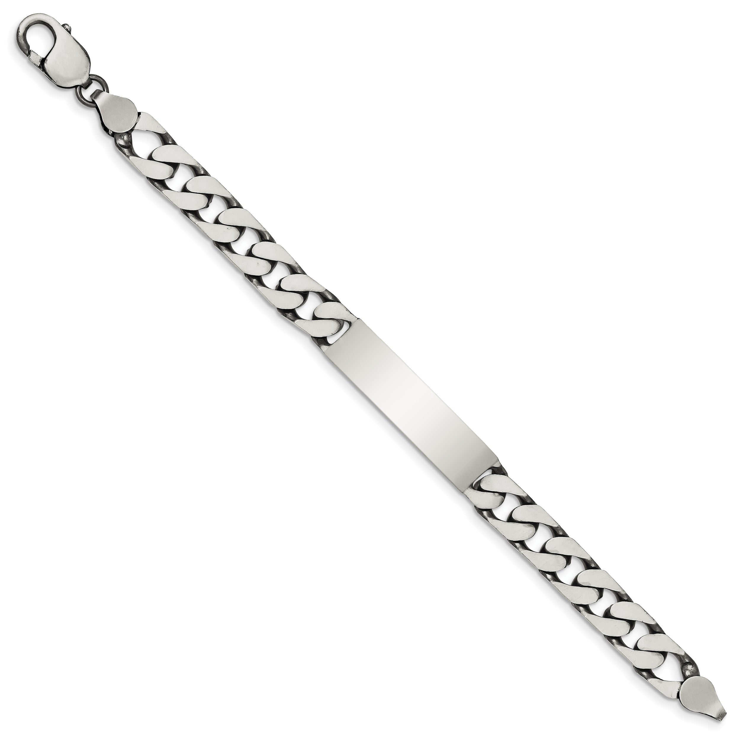7.5 Inch Sterling Silver 7.5Inch Engraveable Antiqued Curb Link Id Bracelet