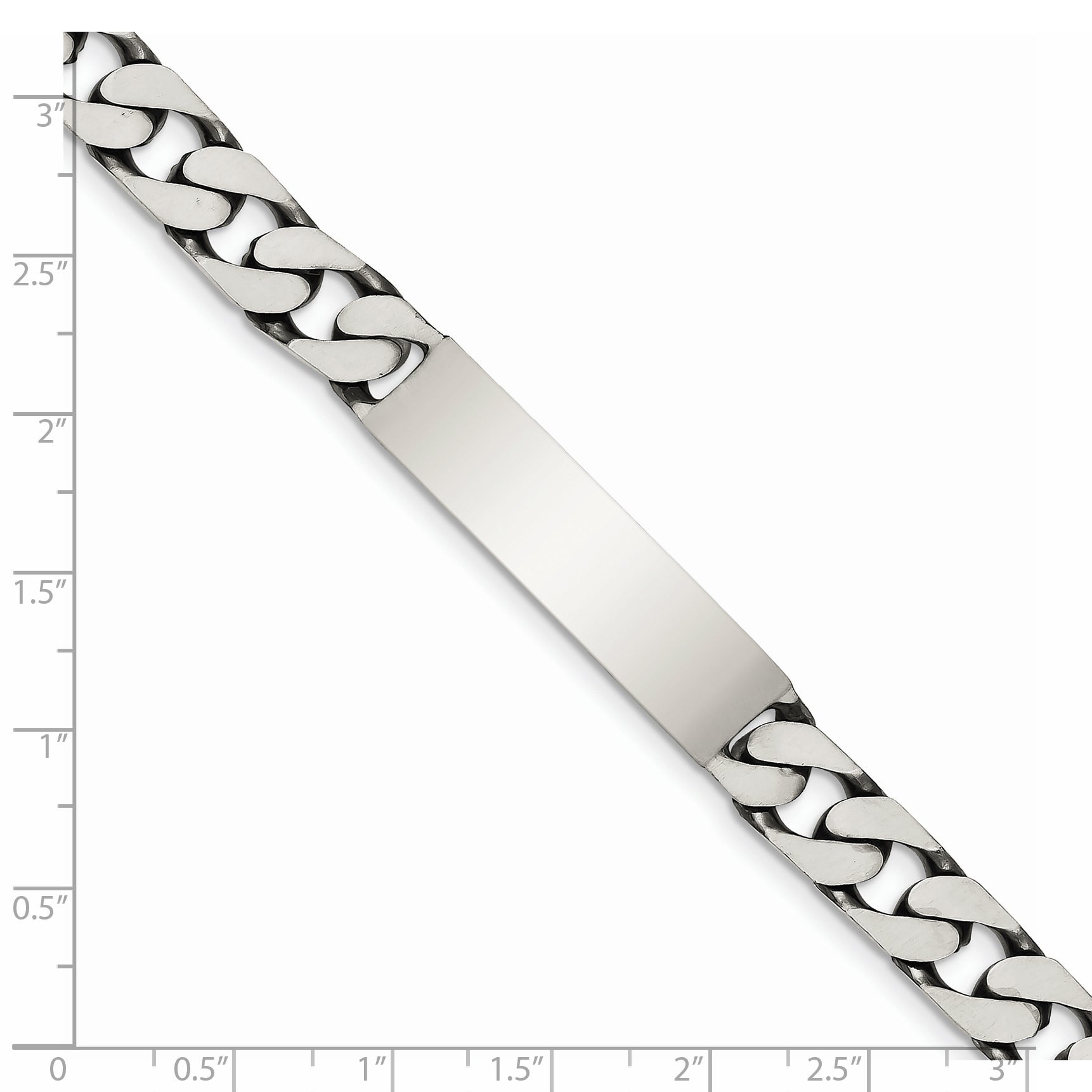 7.5 Inch Sterling Silver 7.5Inch Engraveable Antiqued Curb Link Id Bracelet
