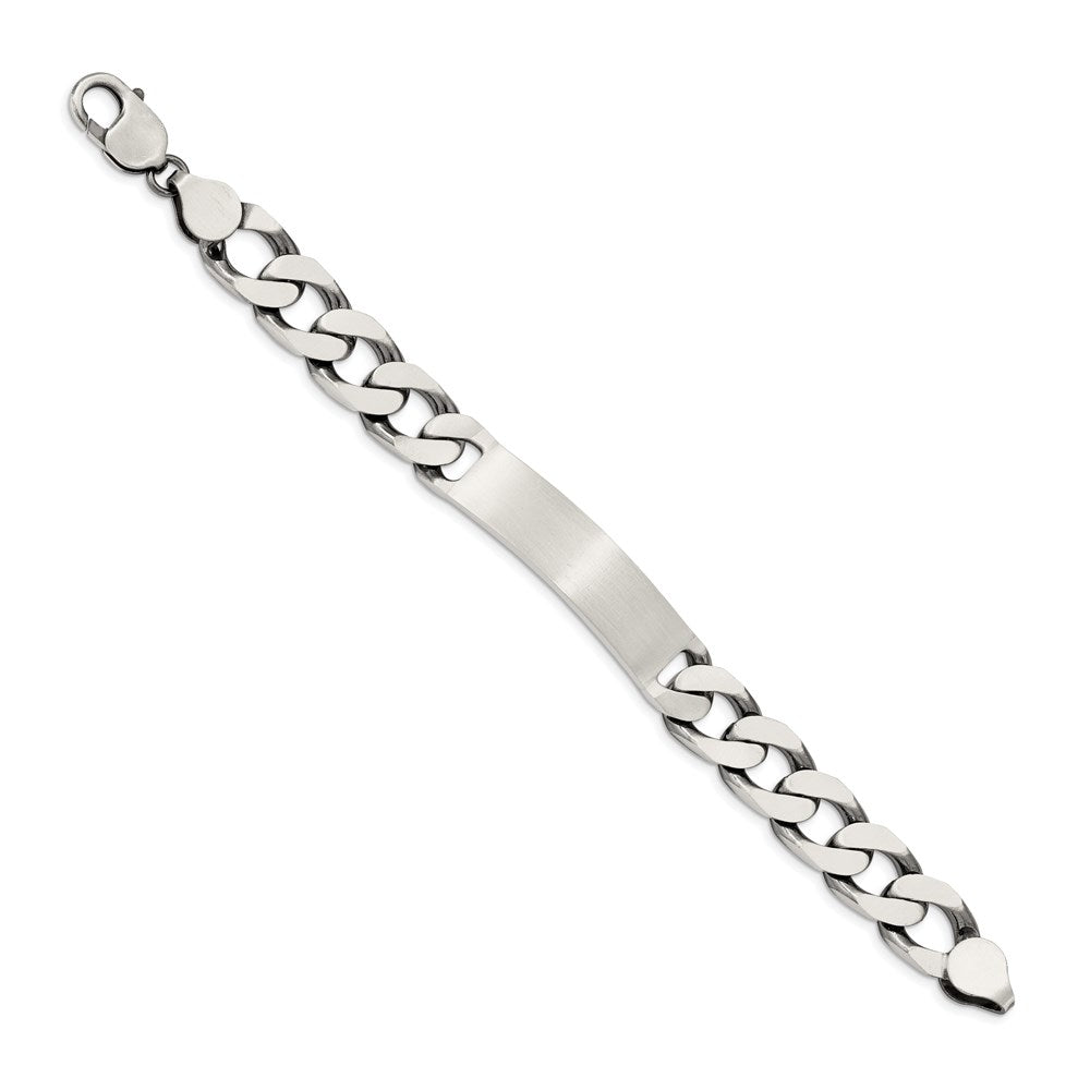 8.5 Inch Sterling Silver 8.5Inch Engraveable Antiqued Curb Link Id Bracelet
