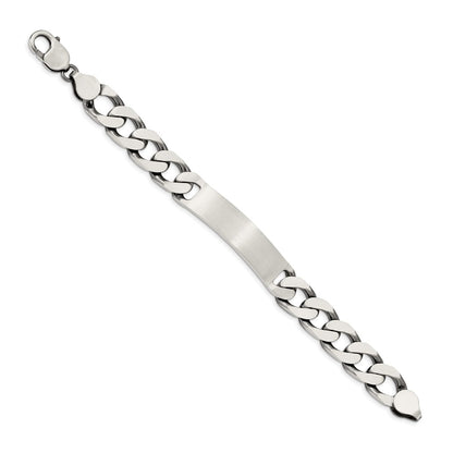 7.5 Inch Sterling Silver 7.5Inch Engraveable Antiqued Curb Link Id Bracelet