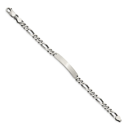 8 Inch Sterling Silver 8Inch Engraveable Antiqued Figaro Link Id Bracelet
