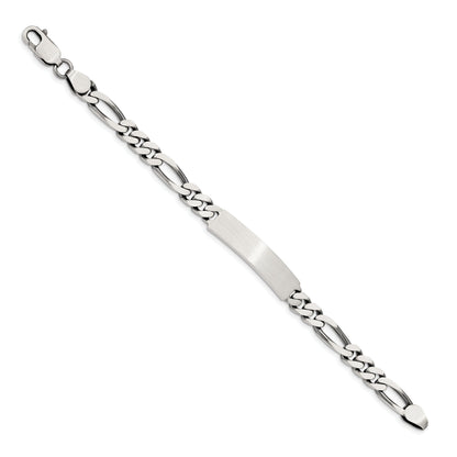 8 Inch Sterling Silver 8Inch Engraveable Antiqued Figaro Link Id Bracelet
