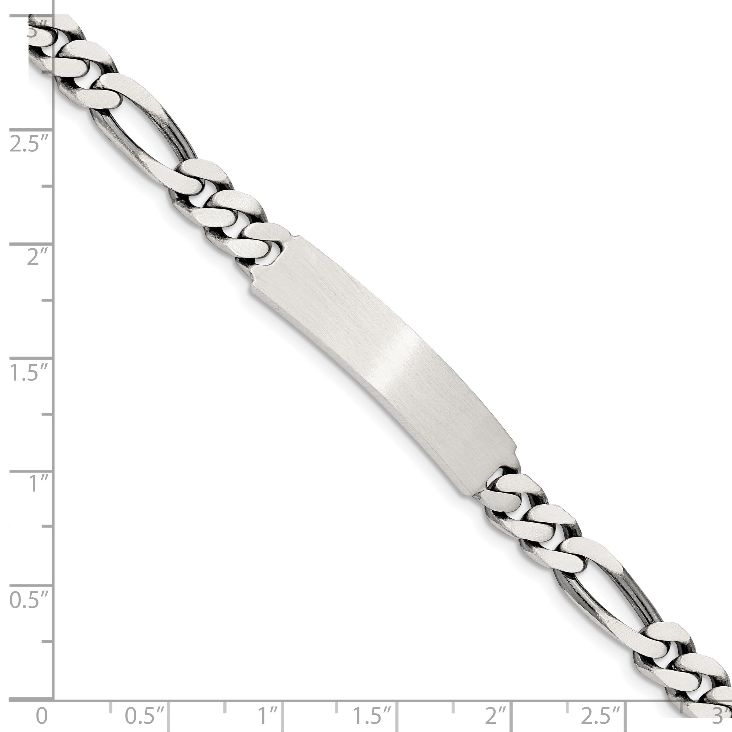 8 Inch Sterling Silver 8Inch Engraveable Antiqued Figaro Link Id Bracelet