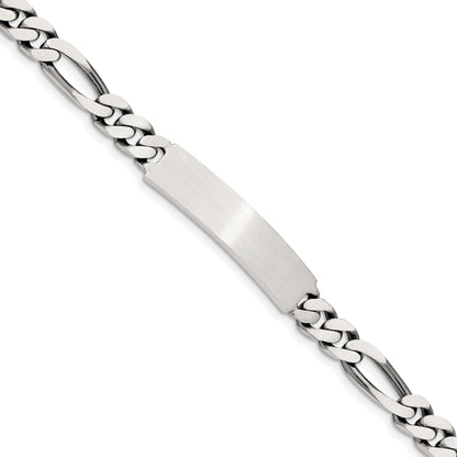 8 Inch Sterling Silver 8Inch Engraveable Antiqued Figaro Link Id Bracelet