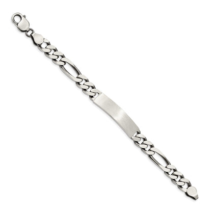 7 Inch Sterling Silver 7Inch Engraveable Antiqued Figaro Link Id Bracelet