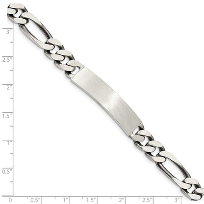 7 Inch Sterling Silver 7Inch Engraveable Antiqued Figaro Link Id Bracelet
