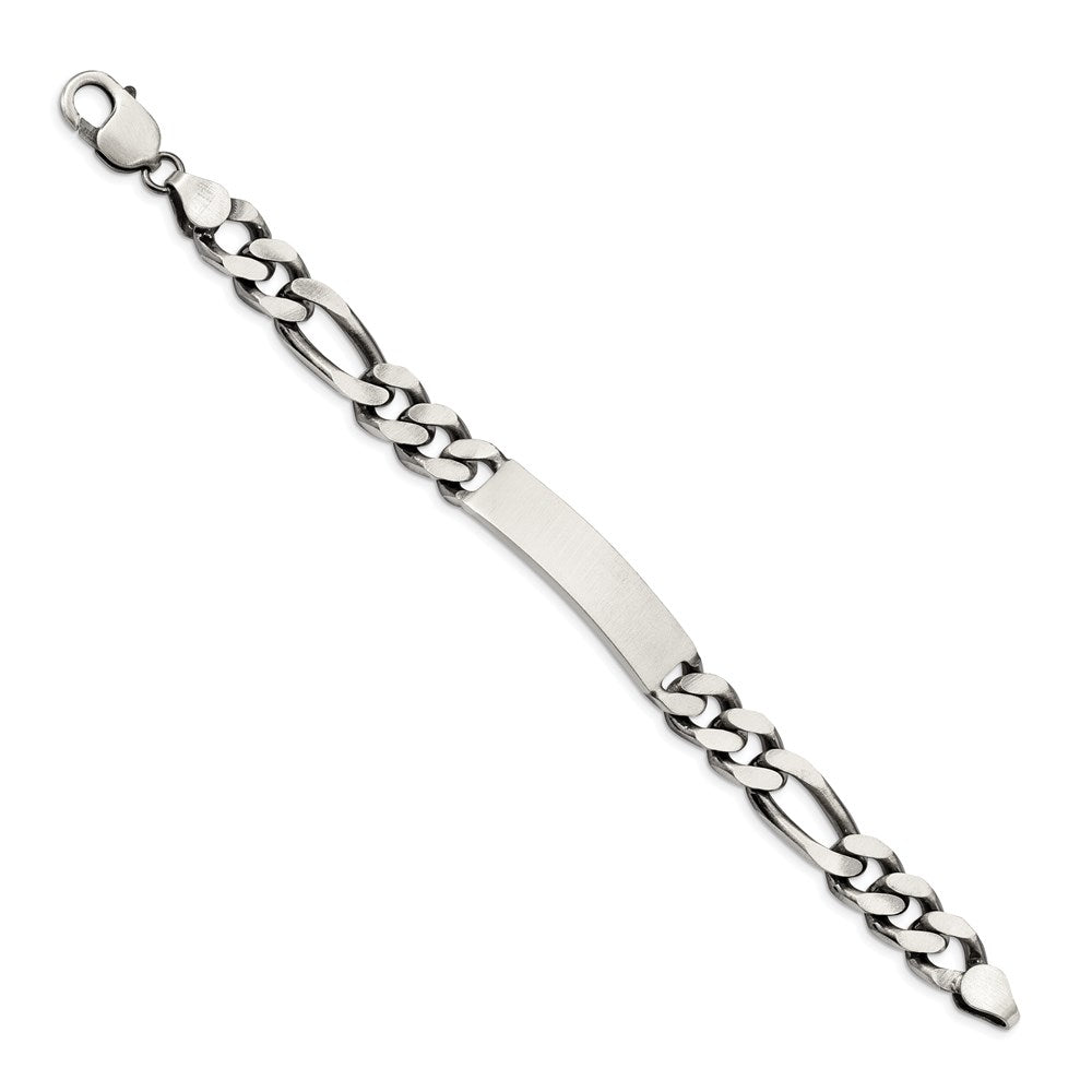 8.5 Inch Sterling Silver 8.5Inch Engraveable Antiqued Figaro Link Id Bracelet