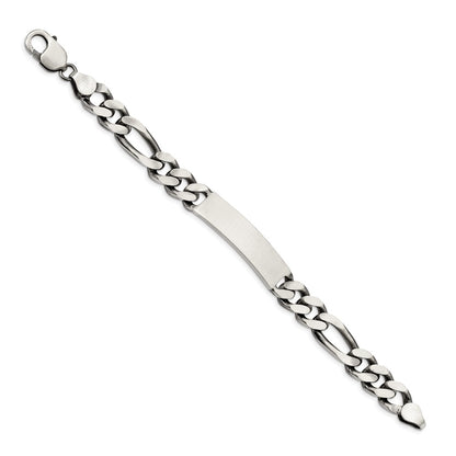 8.5 Inch Sterling Silver 8.5Inch Engraveable Antiqued Figaro Link Id Bracelet