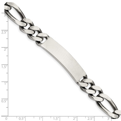 8.5 Inch Sterling Silver 8.5Inch Engraveable Antiqued Figaro Link Id Bracelet