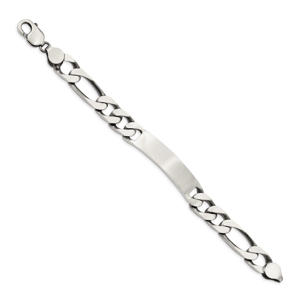 8.5 Inch Sterling Silver 8.5Inch Engraveable Antiqued Figaro Link Id Bracelet