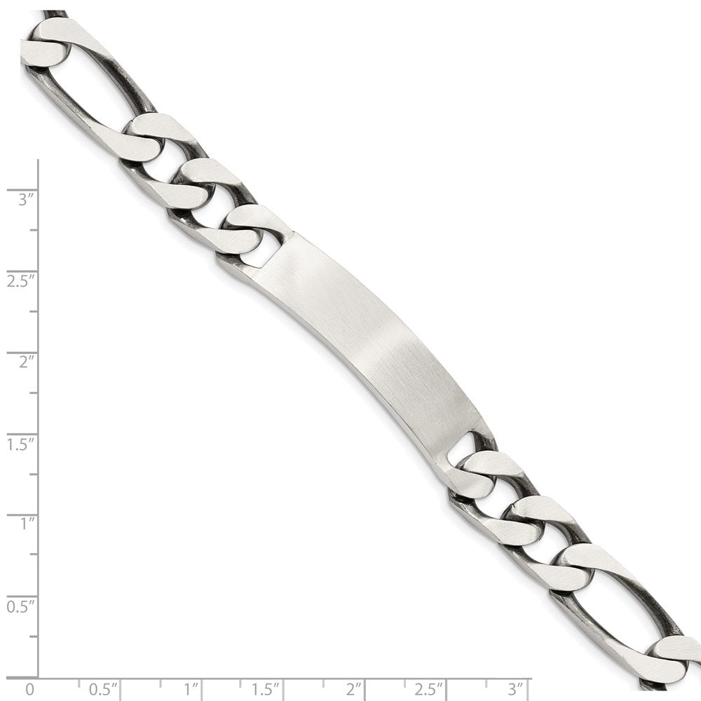 8.5 Inch Sterling Silver 8.5Inch Engraveable Antiqued Figaro Link Id Bracelet