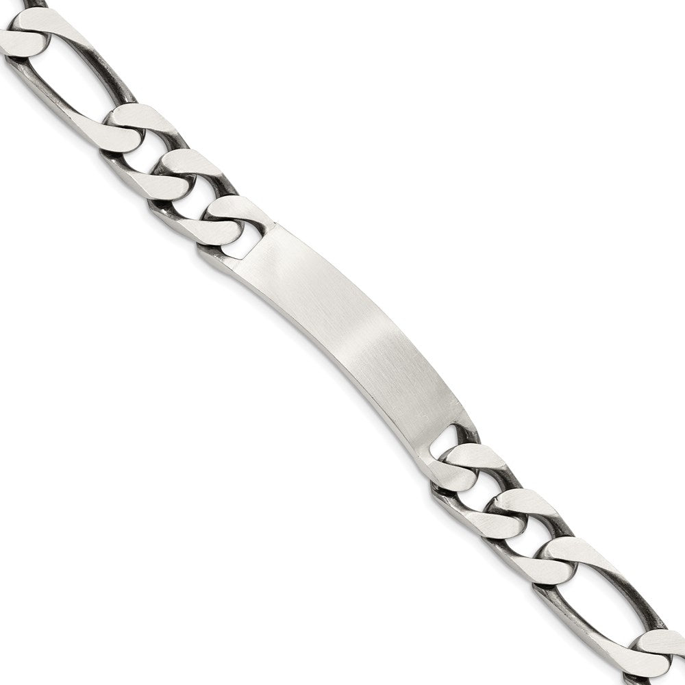 8.5 Inch Sterling Silver 8.5Inch Engraveable Antiqued Figaro Link Id Bracelet