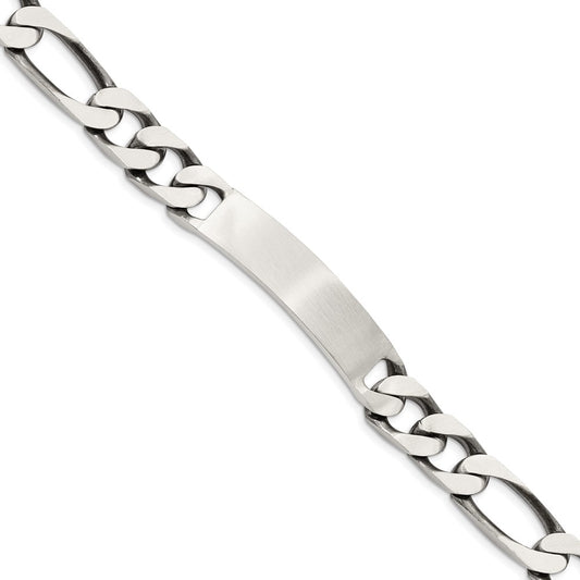 8.5 Inch Sterling Silver 8.5Inch Engraveable Antiqued Figaro Link Id Bracelet