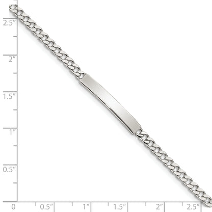 7 Inch Sterling Silver Polished Engraveable Curb Link Id Bracelet