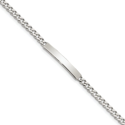 7 Inch Sterling Silver Polished Engraveable Curb Link Id Bracelet