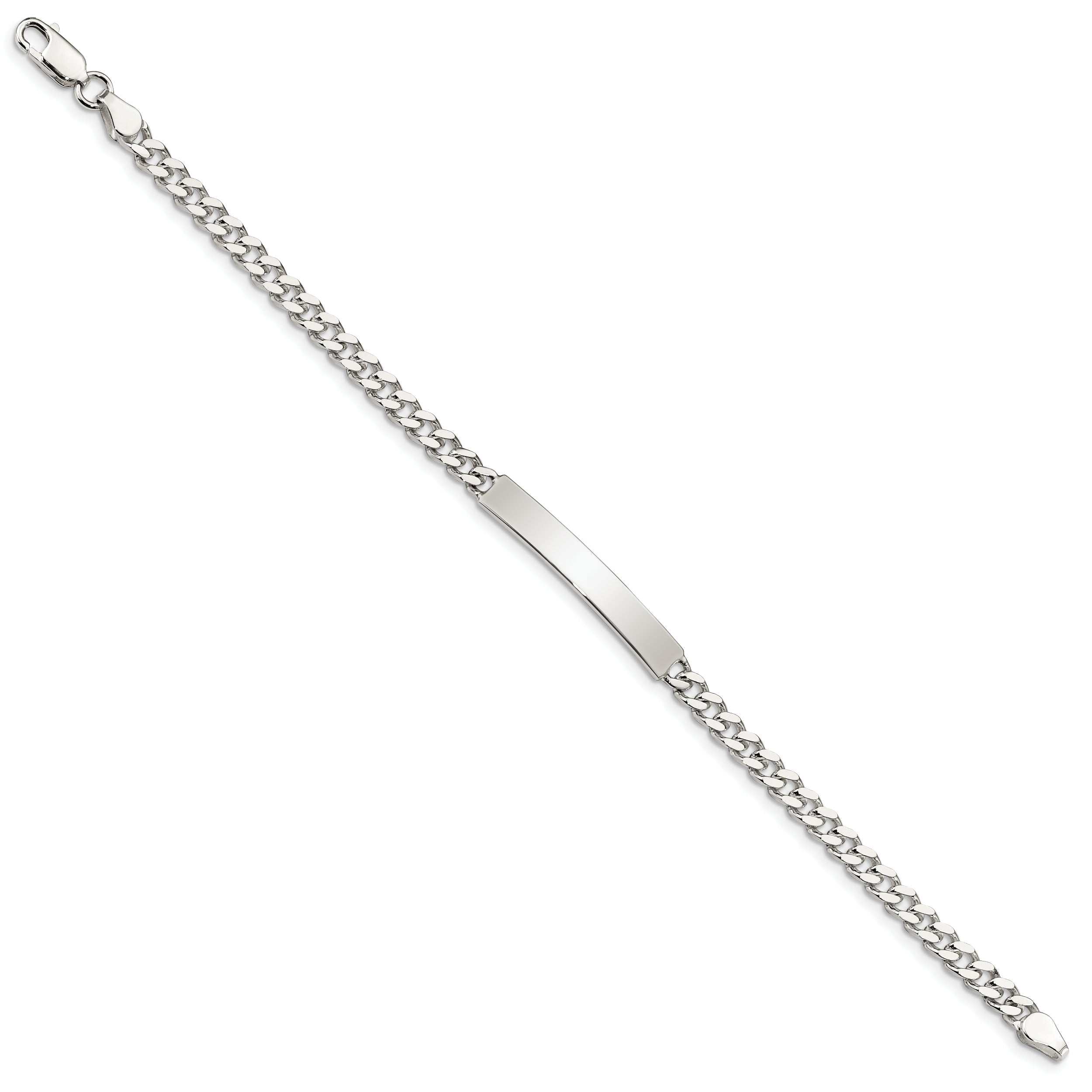 8 Inch Sterling Silver 8Inch Polished Engraveable Curb Link Id Bracelet