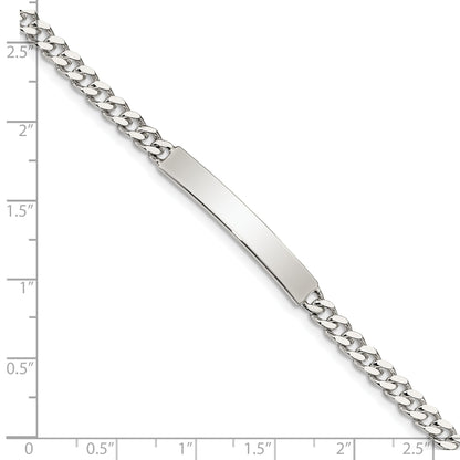 7 Inch Sterling Silver Polished Engraveable Curb Link Id Bracelet