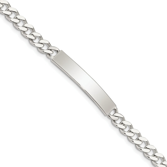 8 Inch Sterling Silver 8Inch Polished Engraveable Curb Link Id Bracelet