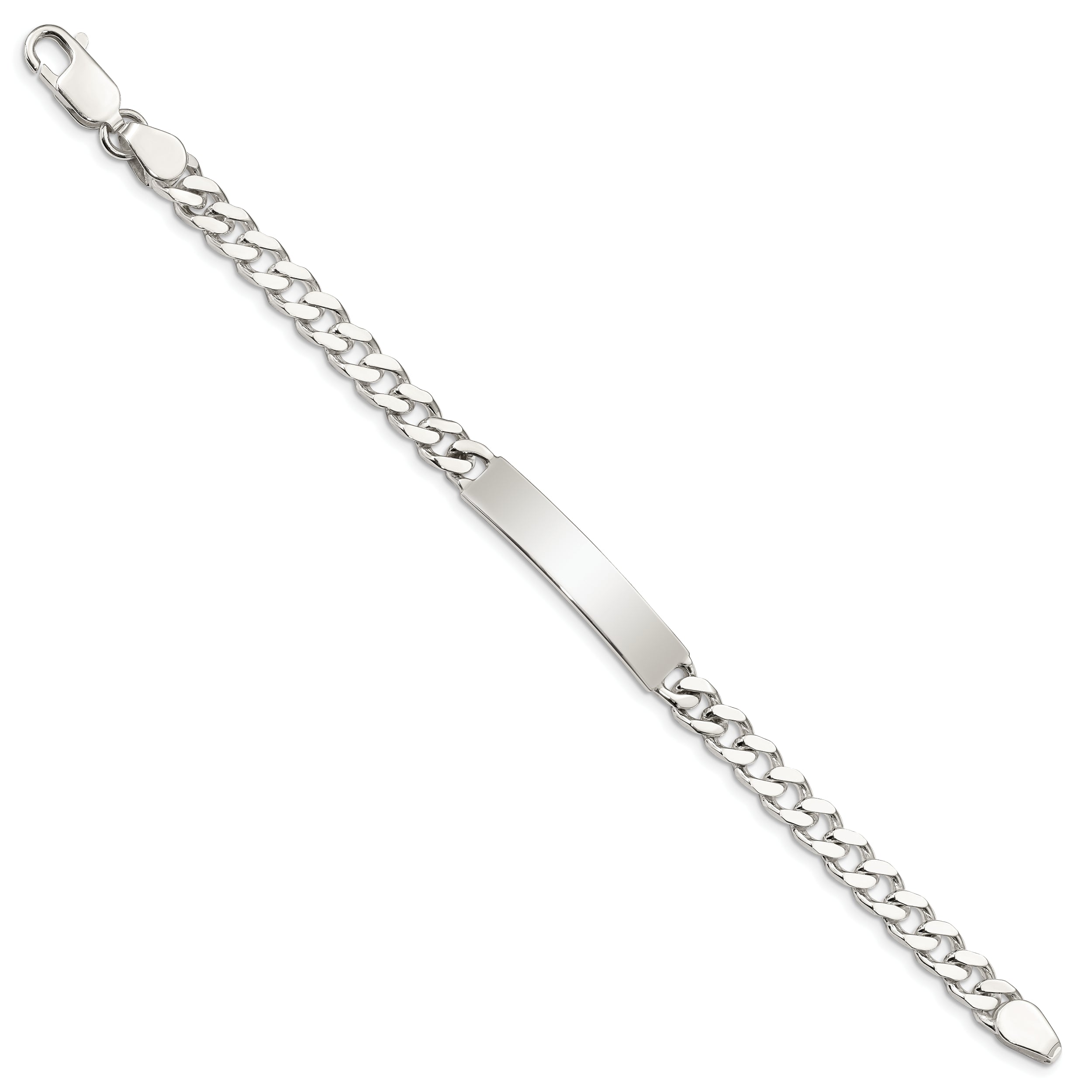 7 Inch Sterling Silver Polished Engraveable Curb Link Id Bracelet