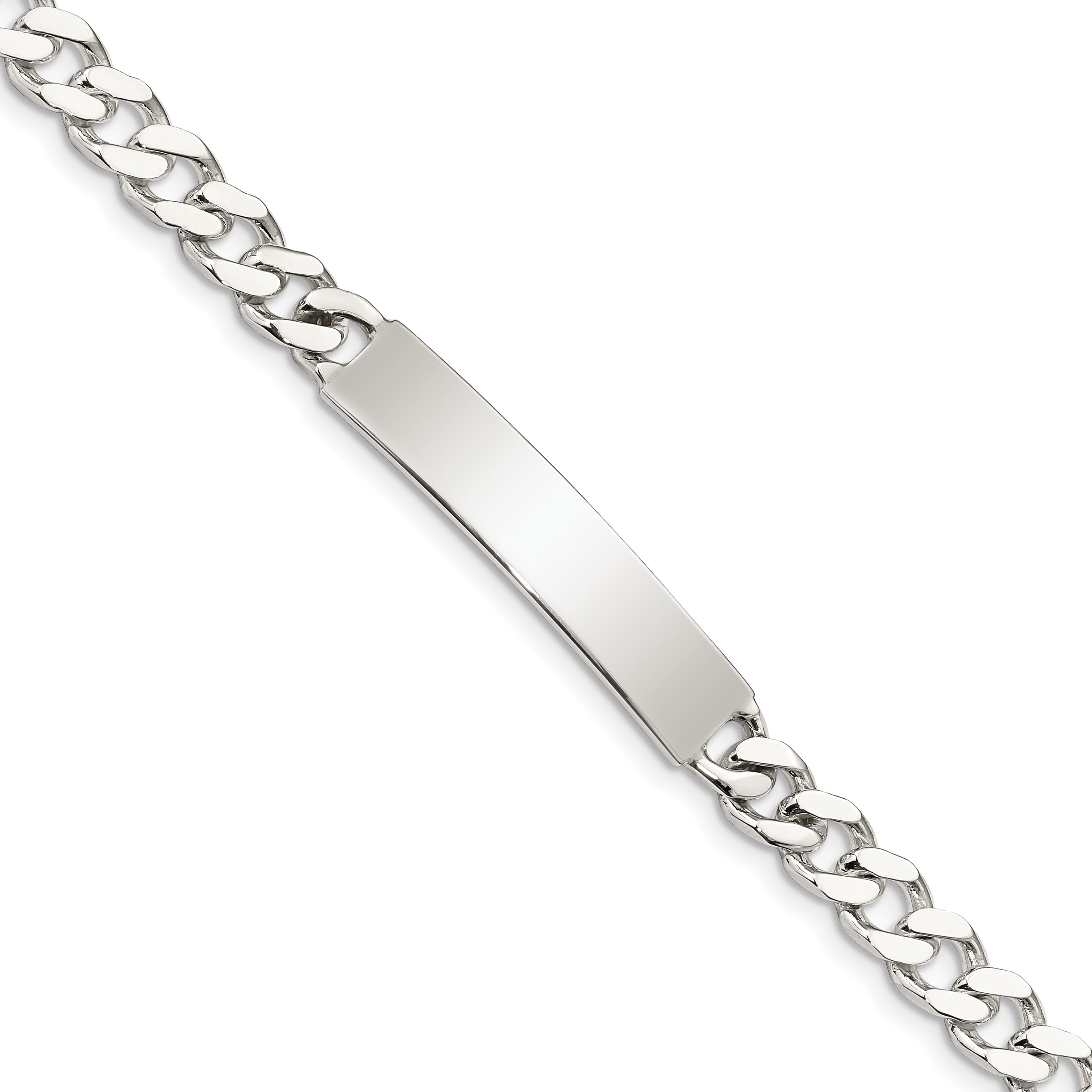 8 Inch Sterling Silver 8Inch Polished Engraveable Curb Link Id Bracelet