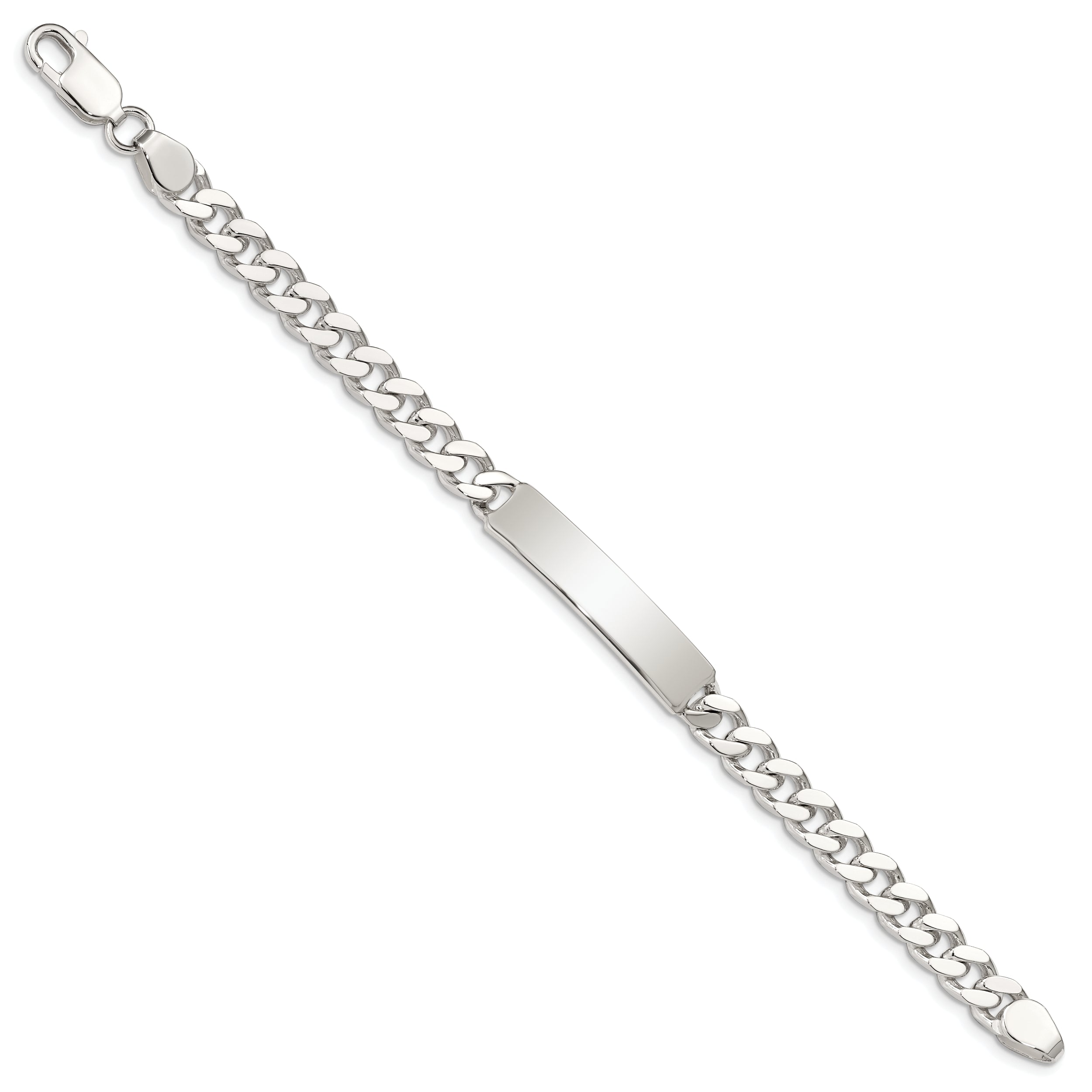 8 Inch Sterling Silver 8Inch Polished Engraveable Curb Link Id Bracelet