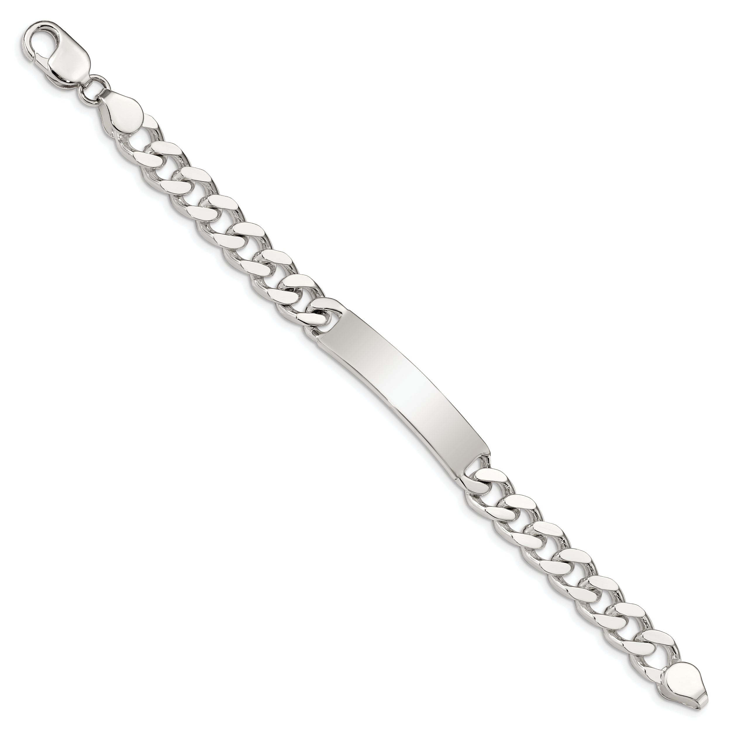 8 Inch Sterling Silver 8Inch Polished Engraveable Curb Link Id Bracelet