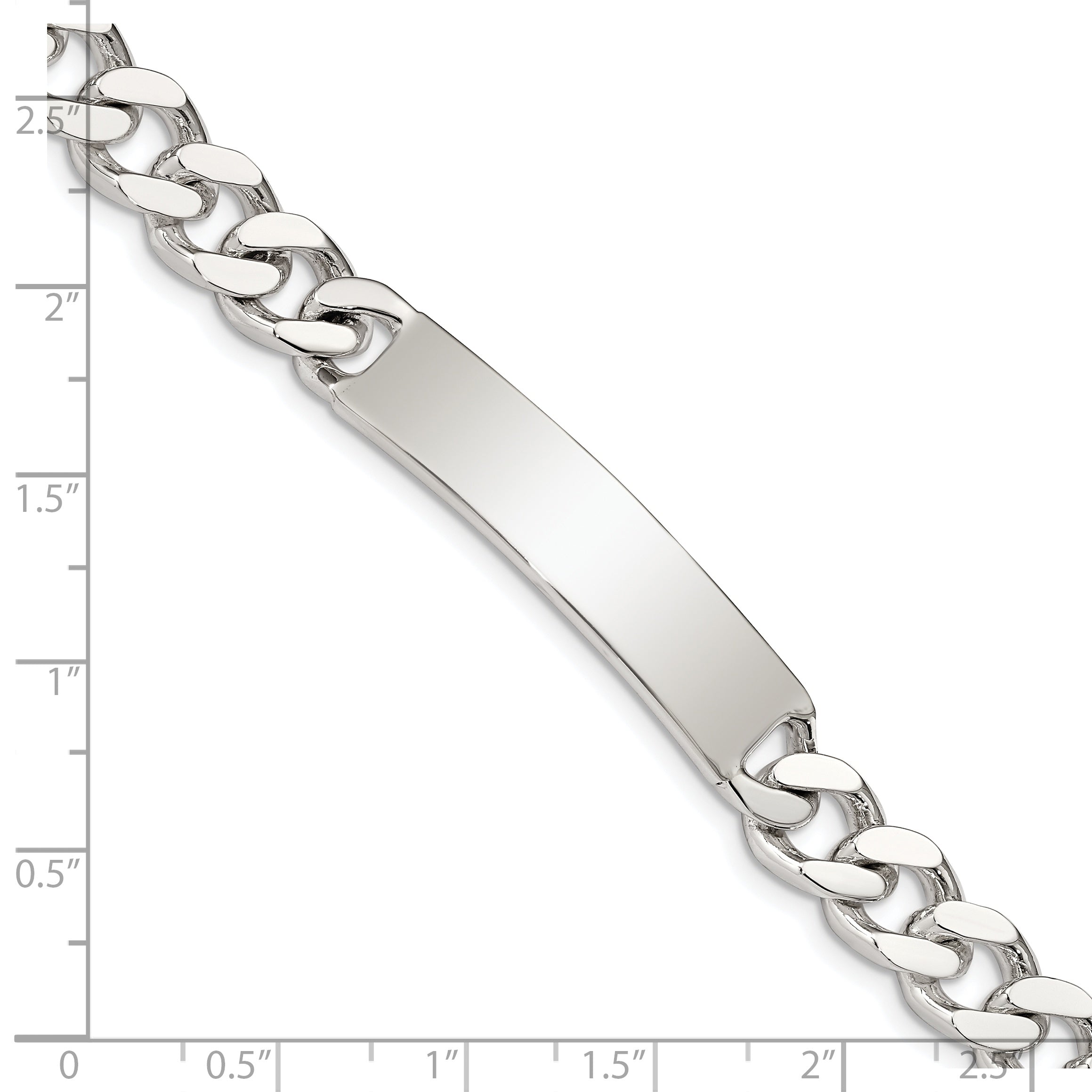 8 Inch Sterling Silver 8Inch Polished Engraveable Curb Link Id Bracelet