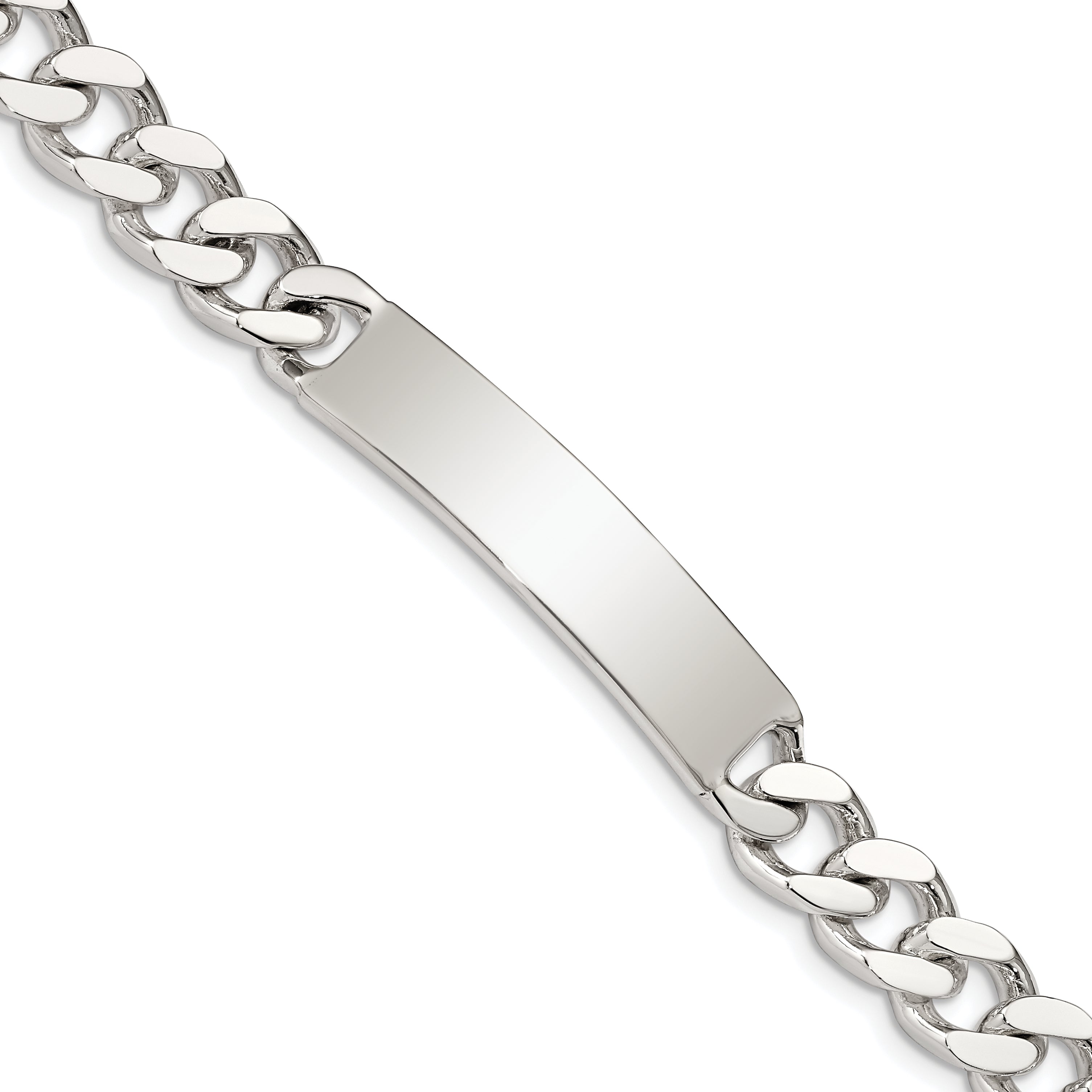 8 Inch Sterling Silver 8Inch Polished Engraveable Curb Link Id Bracelet