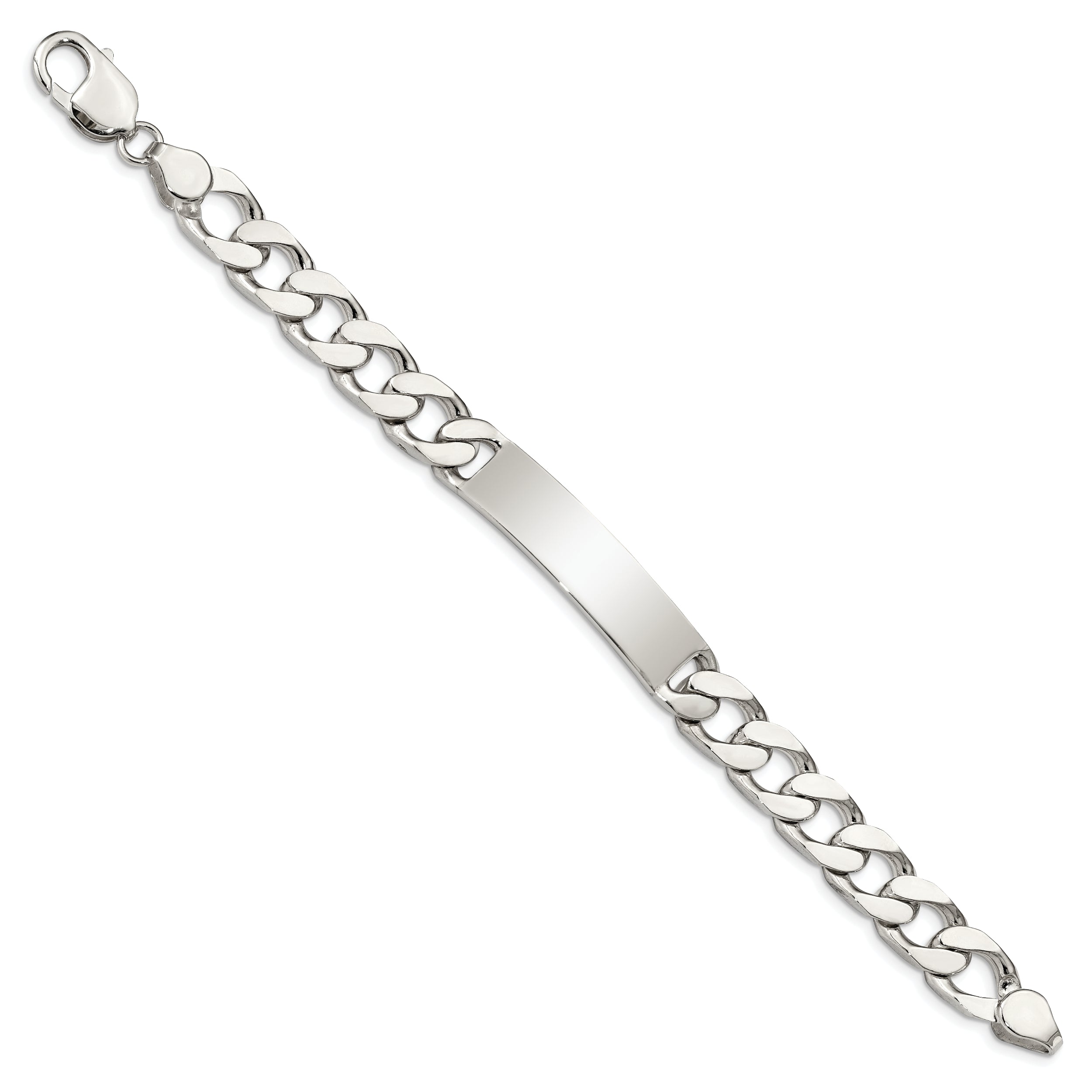 8.5 Inch Sterling Silver 8.5Inch Polished Engraveable Curb Link Id Bracelet