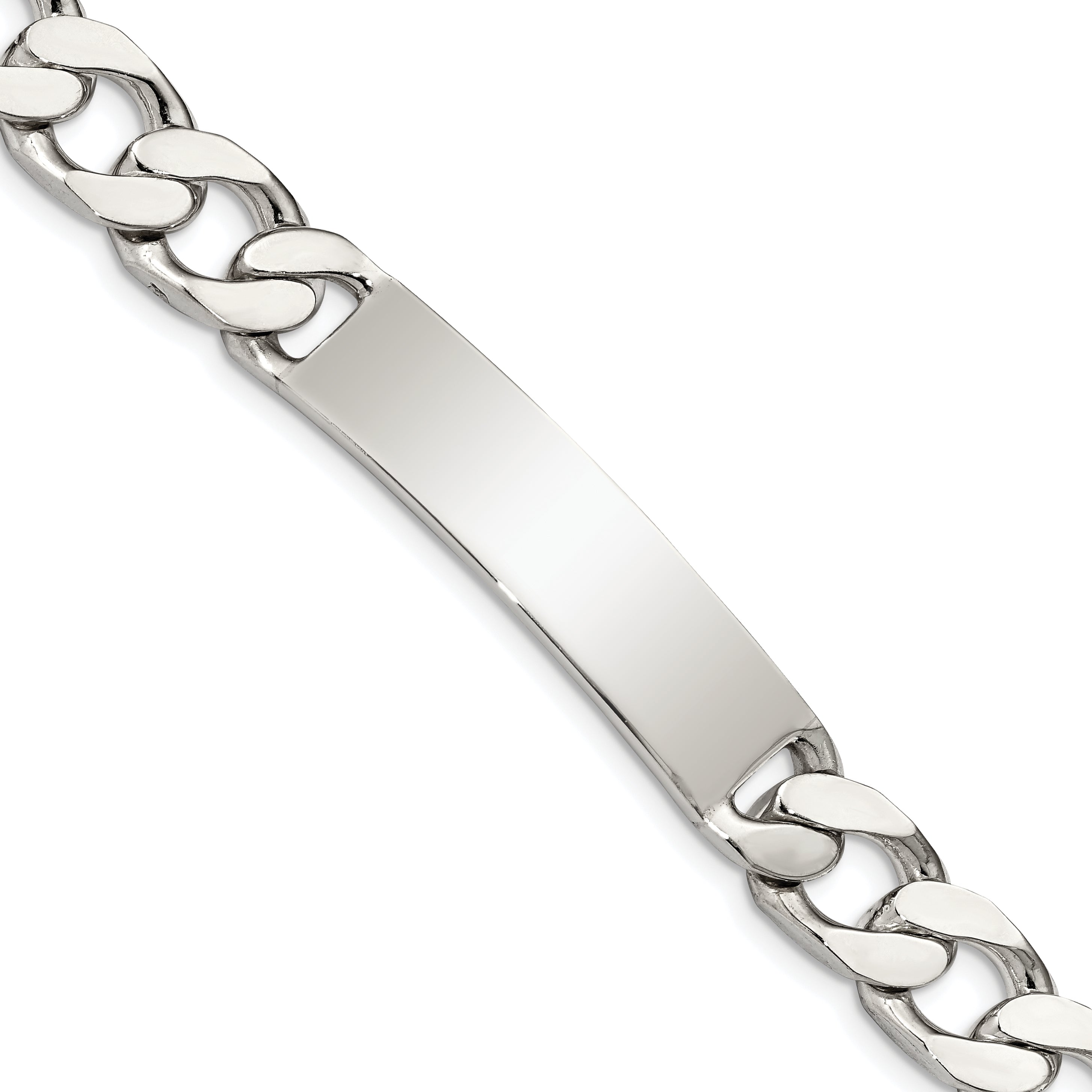 7.5 Inch Sterling Silver Polished Engraveable Curb Link Id Bracelet