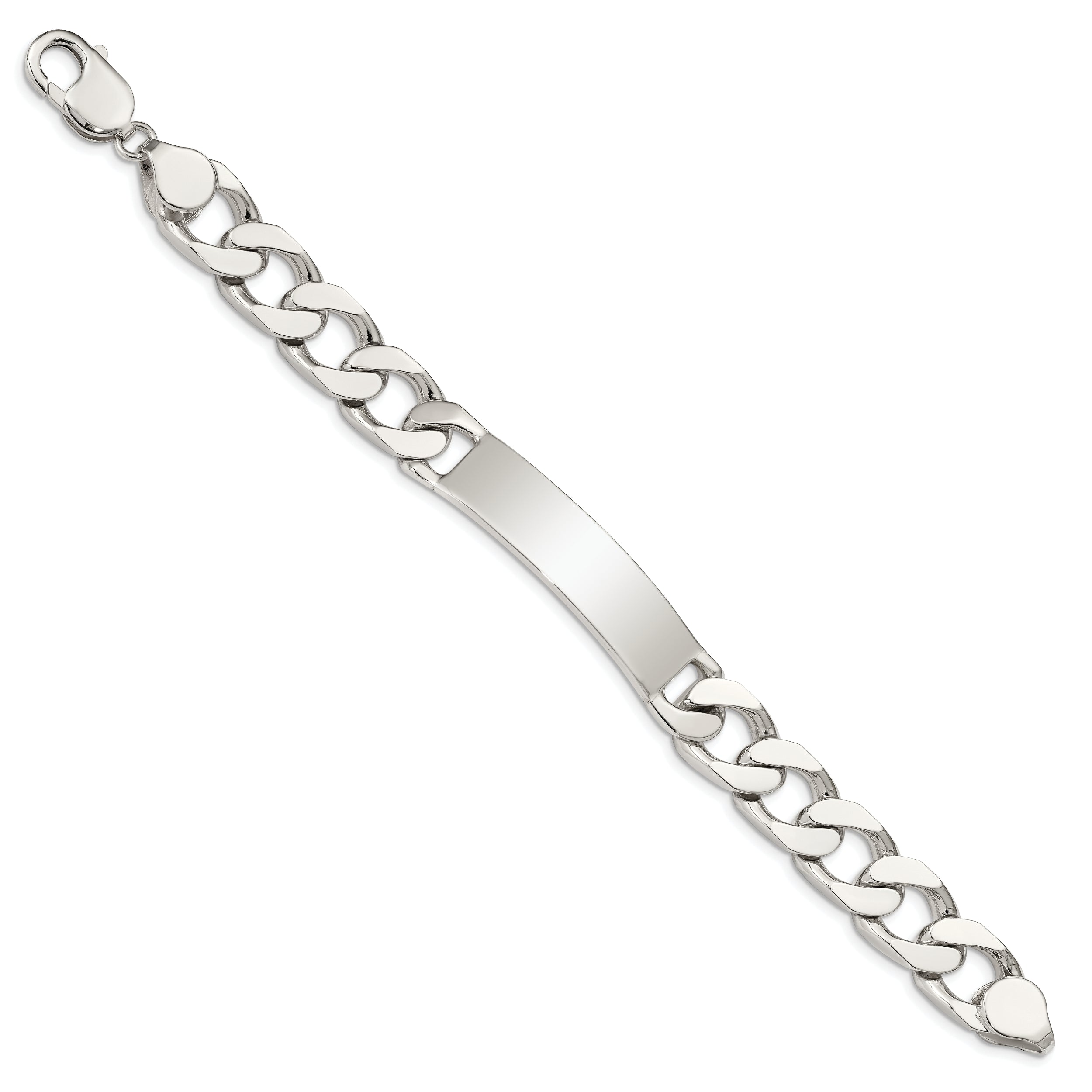 7.5 Inch Sterling Silver Polished Engraveable Curb Link Id Bracelet