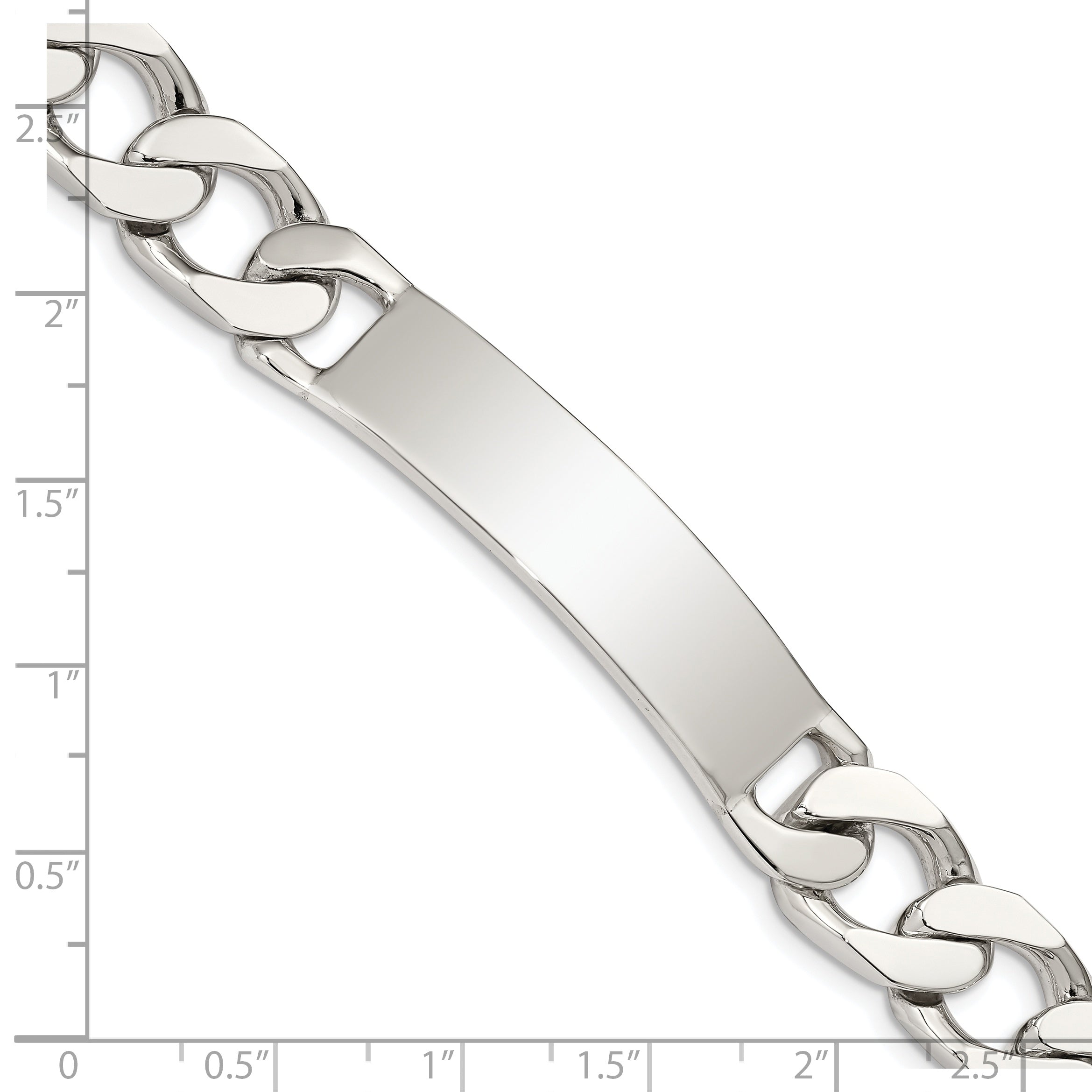 8.5 Inch Sterling Silver 8.5Inch Polished Engraveable Curb Link Id Bracelet