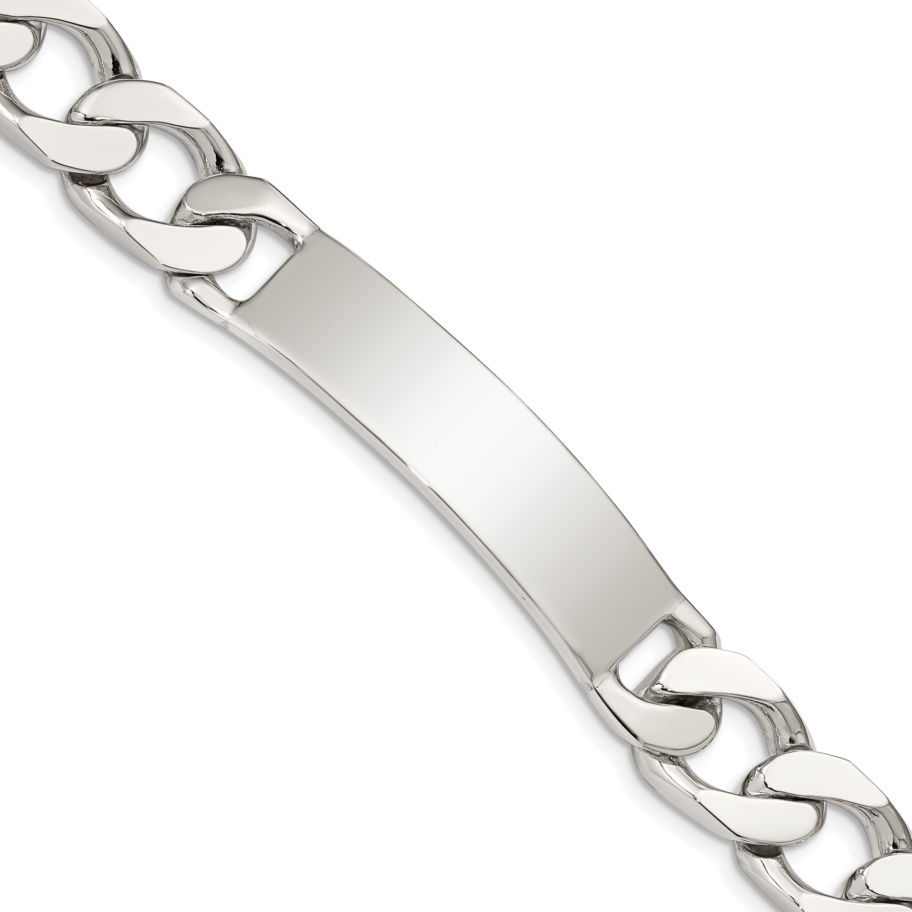 7.5 Inch Sterling Silver Polished Engraveable Curb Link Id Bracelet