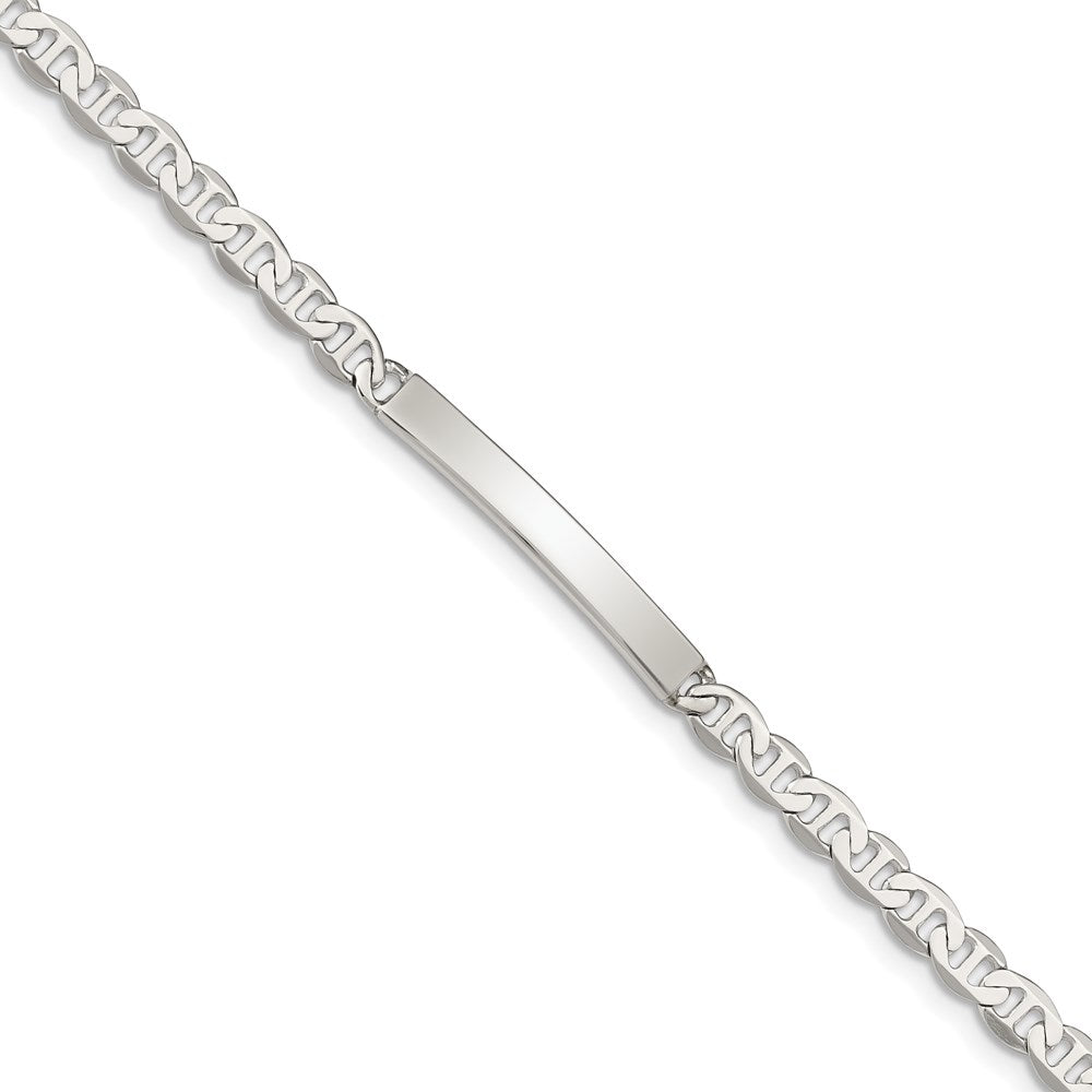 7 Inch Sterling Silver Polished Engraveable Anchor Link Id Bracelet