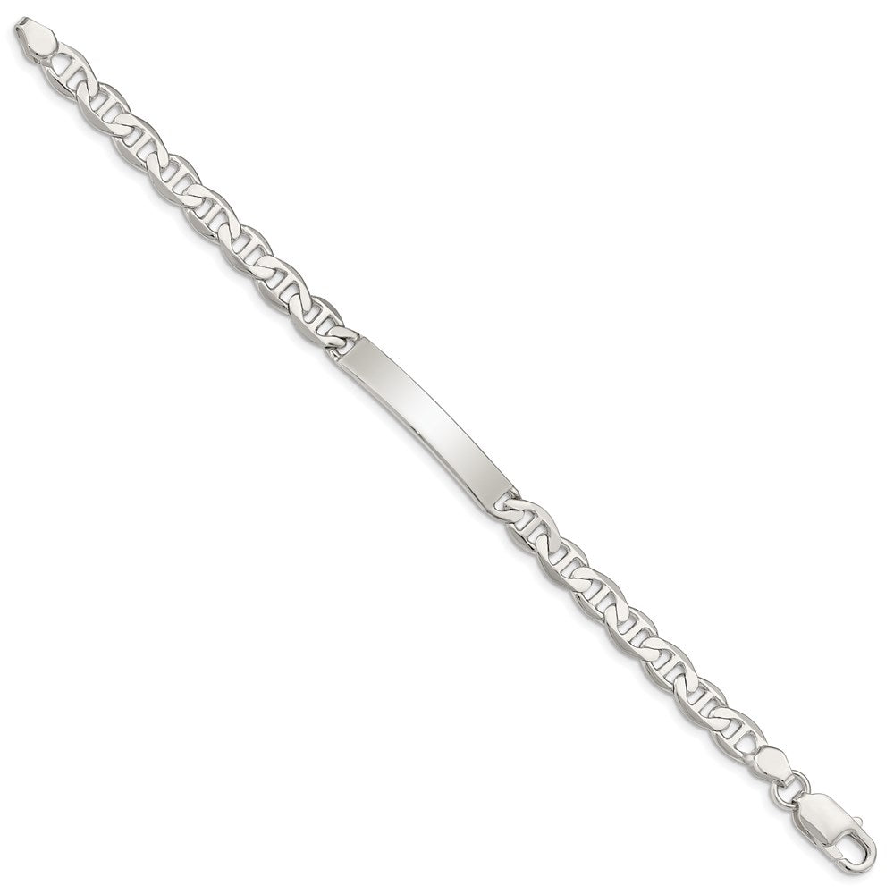 7 Inch Sterling Silver Polished Engraveable Anchor Link Id Bracelet