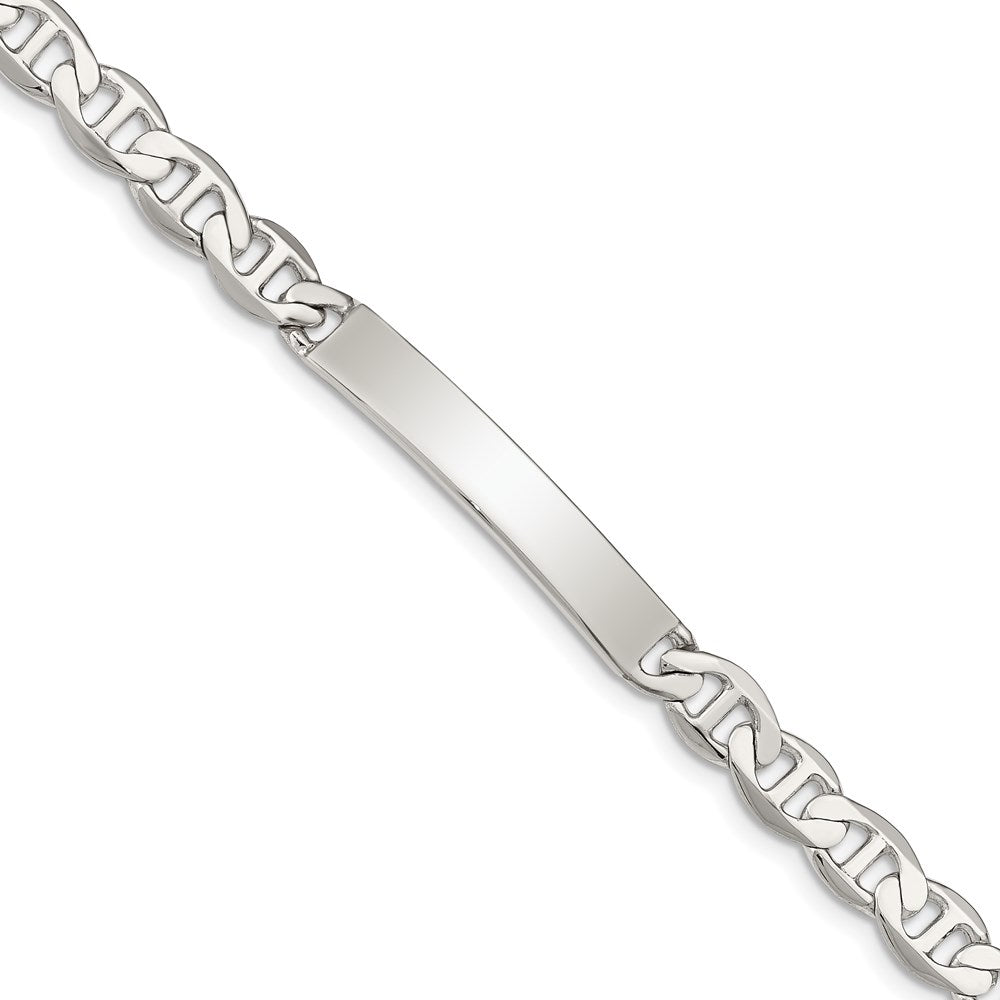 7 Inch Sterling Silver Polished Engraveable Anchor Link Id Bracelet