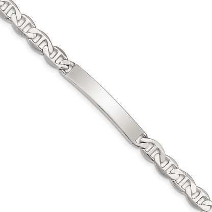 7 Inch Sterling Silver Polished Engraveable Anchor Link Id Bracelet